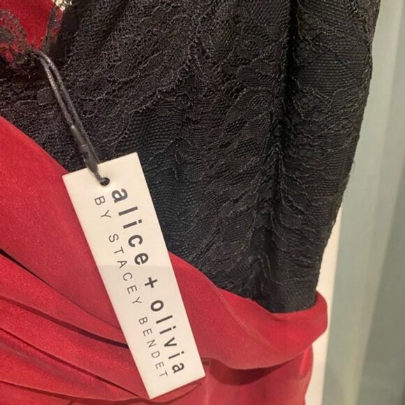 NWT Alice + Olivia Bianca One Shoulder Stretch Silk Mini Dress - Picture 2 of 5